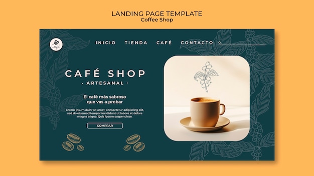 Бесплатный PSD Дизайн шаблона кофейни