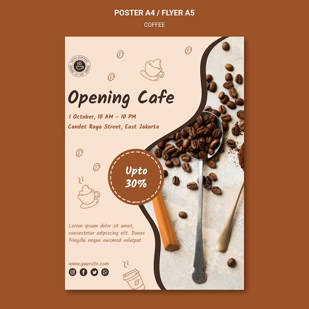 PSD gratuito poster modello di caffetteria