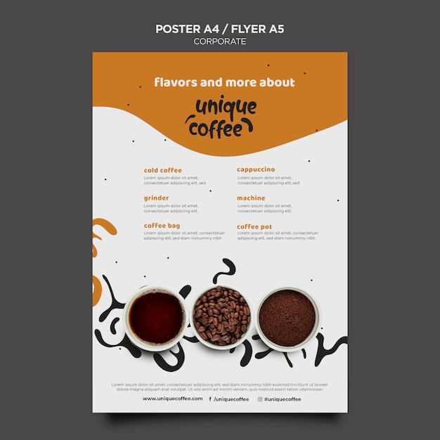 PSD gratuito poster modello di caffetteria