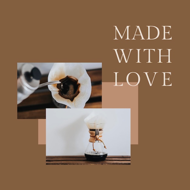 Free PSD coffee shop template psd for social media post made with love