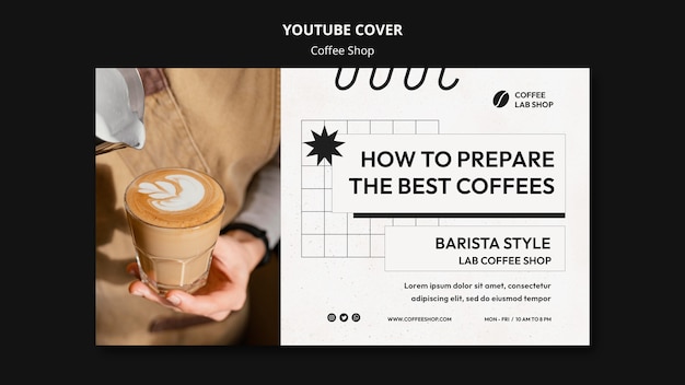 Free PSD coffee shop youtube cover template