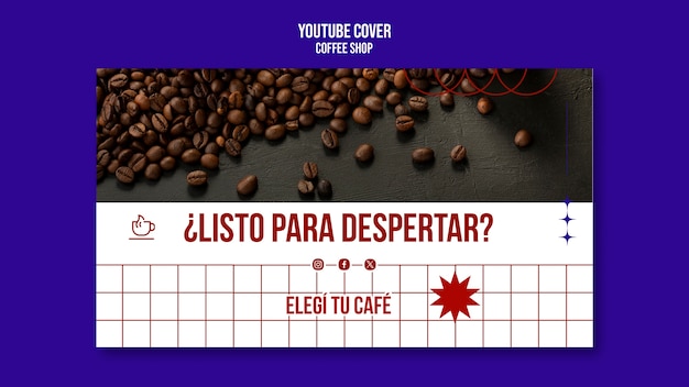 Modello di copertina per youtube di una caffetteria