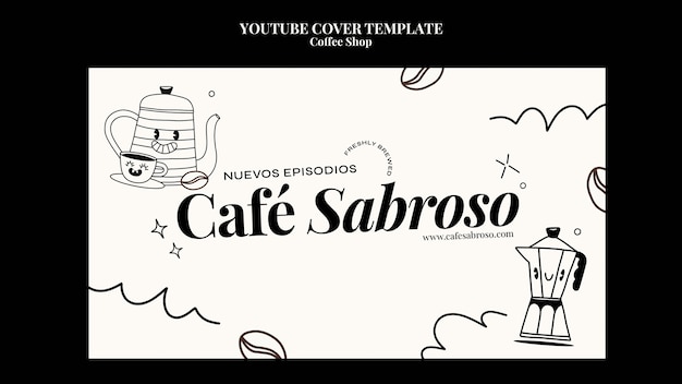 PSD gratuito modello di copertina per youtube di una caffetteria