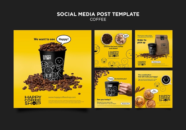 무료 PSD 커피 소셜 미디어 게시물 템플릿