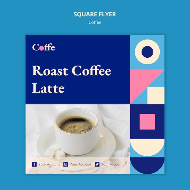 Free PSD coffee square flyer template