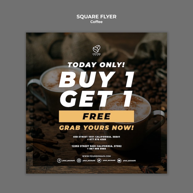 Coffee square flyer with offer