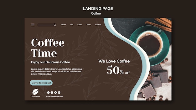 Free PSD coffee store landing page template