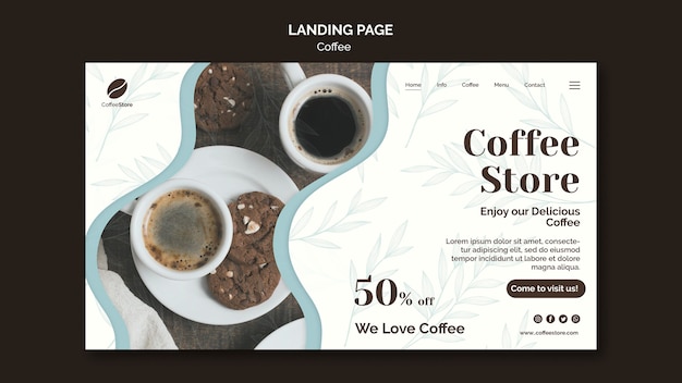 Free PSD coffee store landing page template