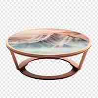 Free PSD coffee table isolated on transparent background