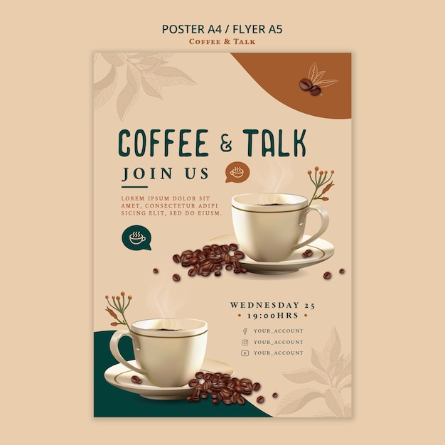 PSD gratuito stile flyer caffè e talk