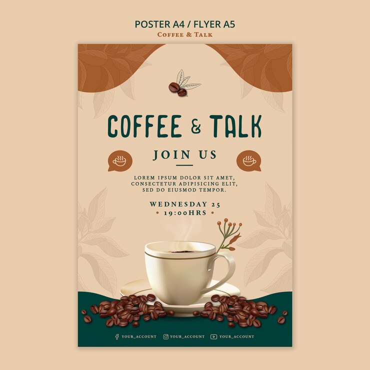 Free PSD coffee and talk poster design