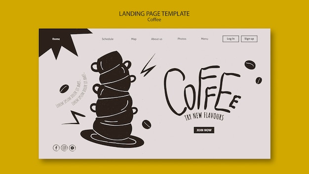 Бесплатный PSD Дизайн шаблона для кофе
