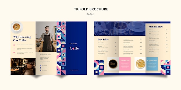 Free PSD coffee trifold brochure template