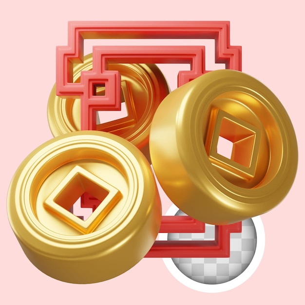 Free PSD coins with chinese new year decorations