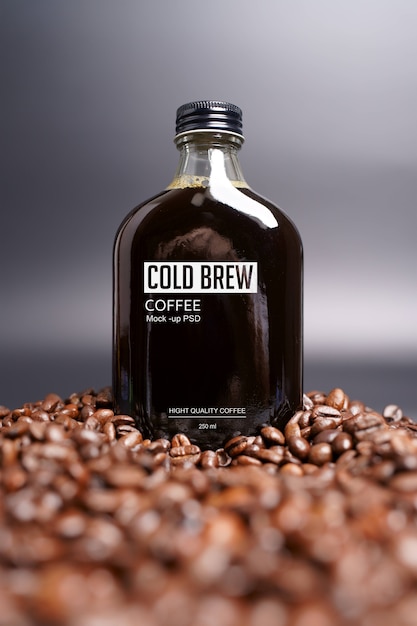 Cold brew coffee bottle mockup Free Psd