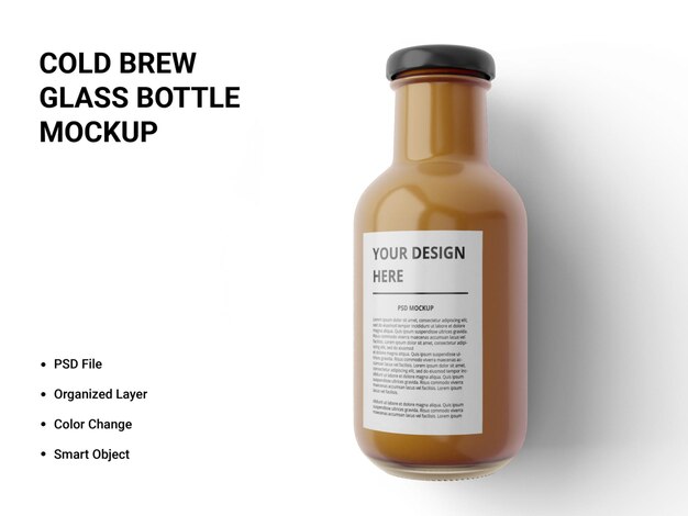 Download Premium PSD | Cold brew glass bottle mockup design