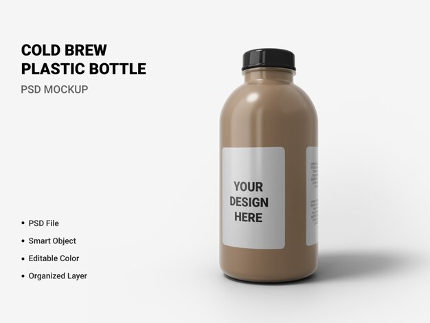Download Premium Psd Cold Brew Plastic Bottle Mockup Isolated