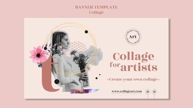 Free PSD collage for artists template banner