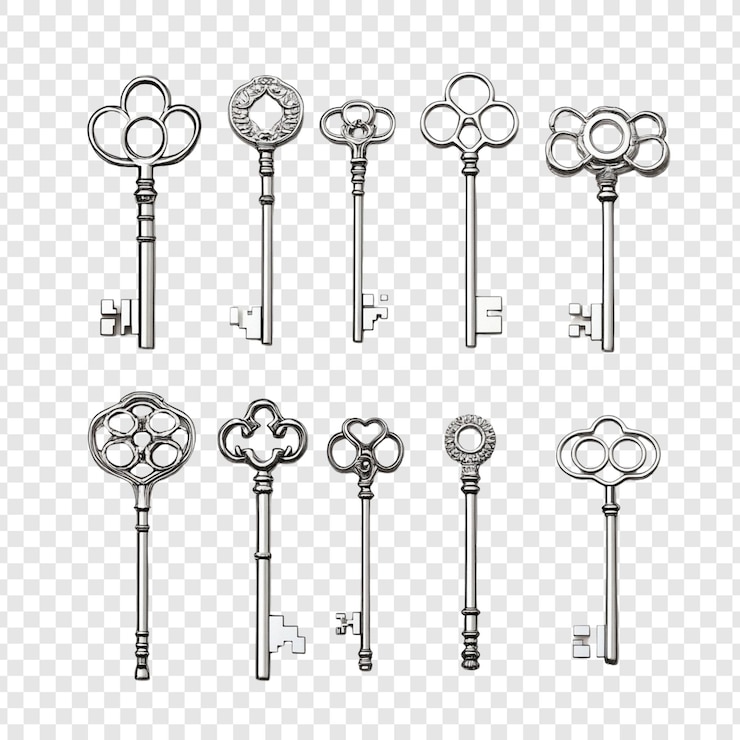 Free PSD collection of antique skeleton keys a visual delight