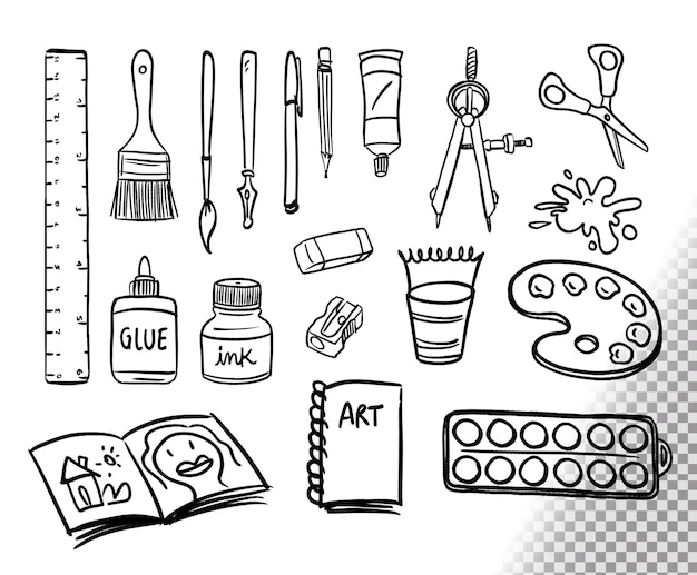 Art Supplies Clipart Set Painting, Drawing, Art, Glue, Crafting