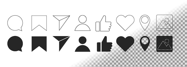 Free PSD | Collection of black and white icons for media