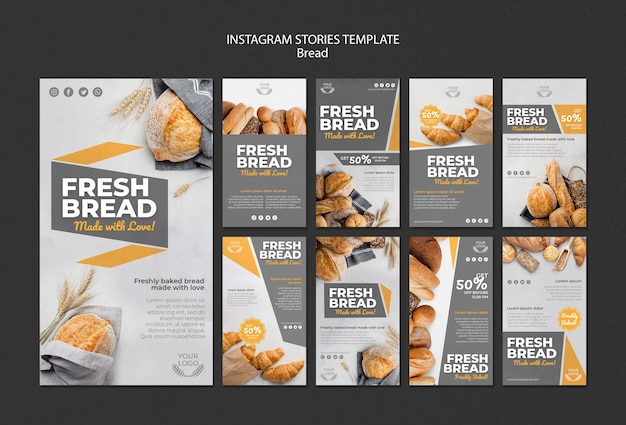 Free PSD collection of instagram stories for bakery shop