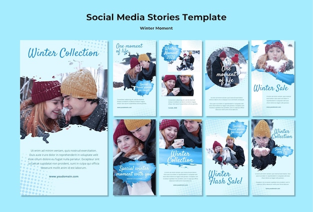 Collection of instagram stories for winter couple moments