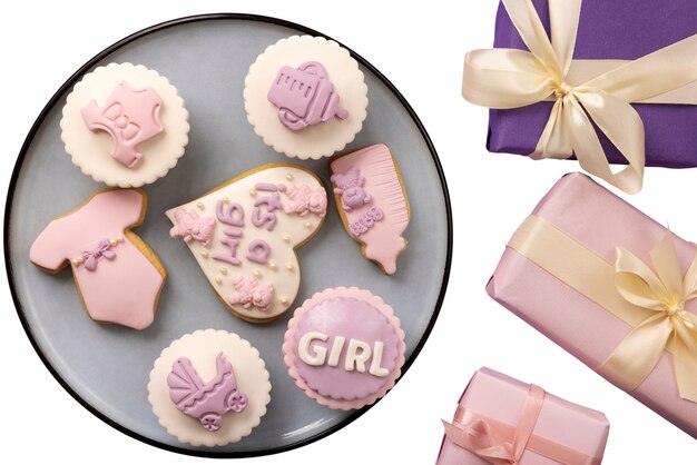 collection of items for girl gender reveal