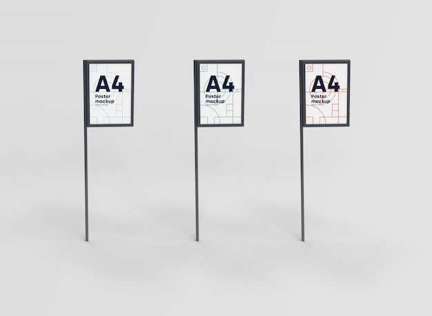 PSD gratuito collezione poster a4 mockup psd