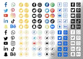 Free PSD collection of social media icons with gradients and gold