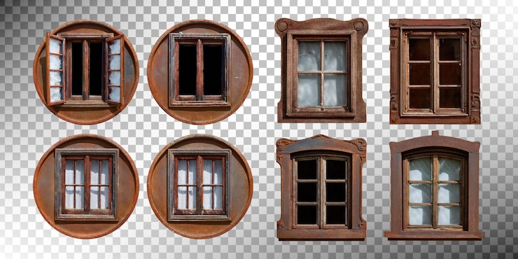 Free PSD collection of vintage wooden window designs