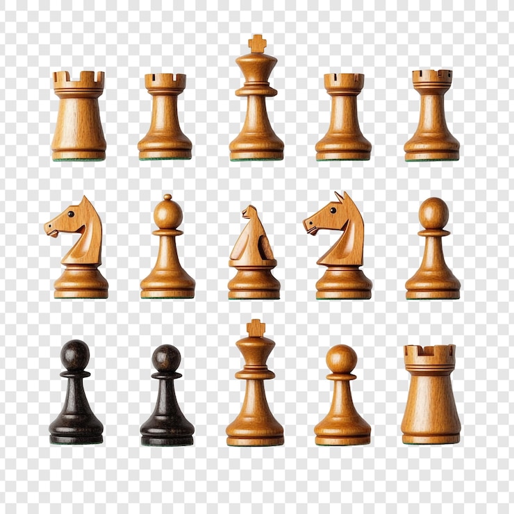 Free PSD collection of wooden chess pieces