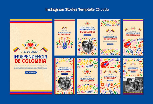 Free PSD colombia independence day instagram stories