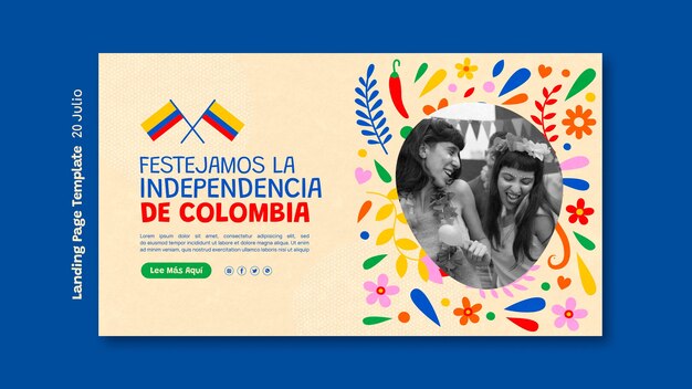 Free PSD colombia independence day landing page template