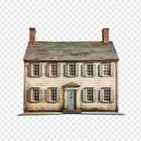 Free PSD colonial saltbox house isolated on transparent background