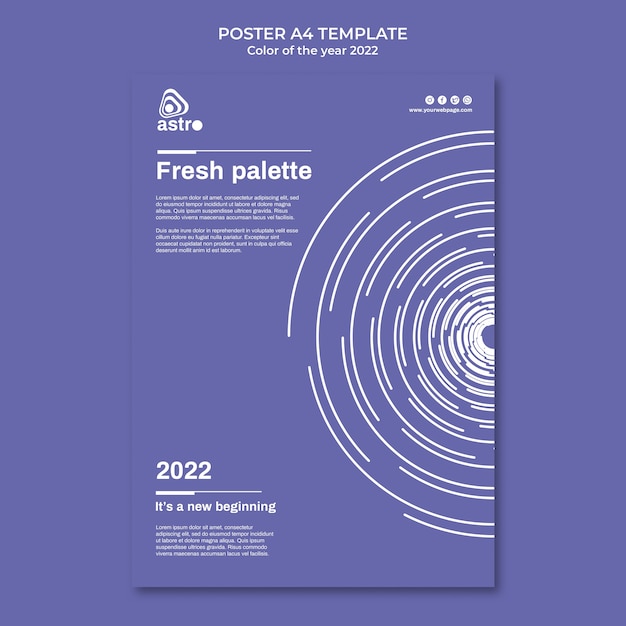 무료 PSD 2022년 올해의 색상 포스터 템플릿