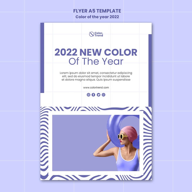 PSD gratuito modello di volantino del colore dell'anno 2022