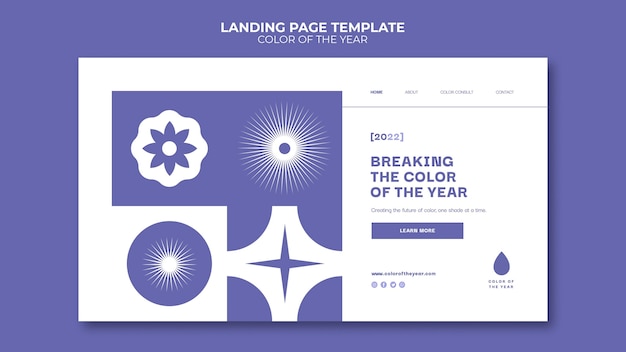 Free PSD color of the year 2022 landing page template