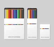 Free PSD colored pencils packaging