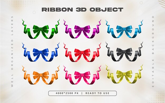 colorful 3d ribbon set illustration