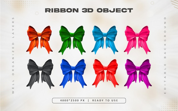 colorful 3d ribbon set illustration