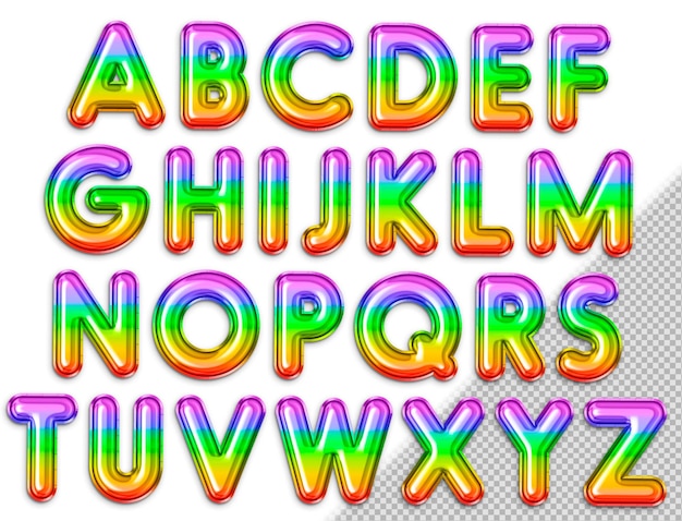 Free PSD a colorful alphabet with the letters abcd and png