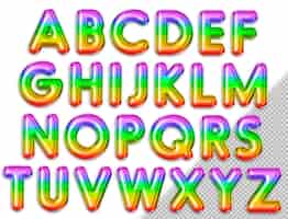 Free PSD a colorful alphabet with the letters abcd and png