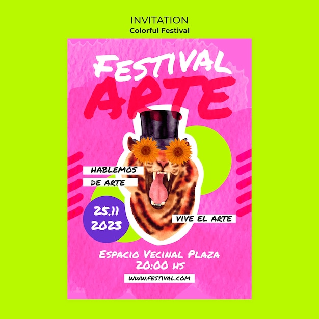 Modello di invito per festival d'arte colorata