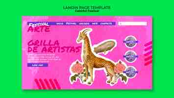 Free PSD colorful art festival landing page template