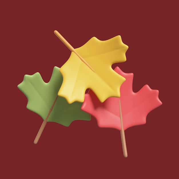 Бесплатный PSD Красочные осенние листья иконки