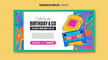 Free PSD colorful birthday celebration facebook template