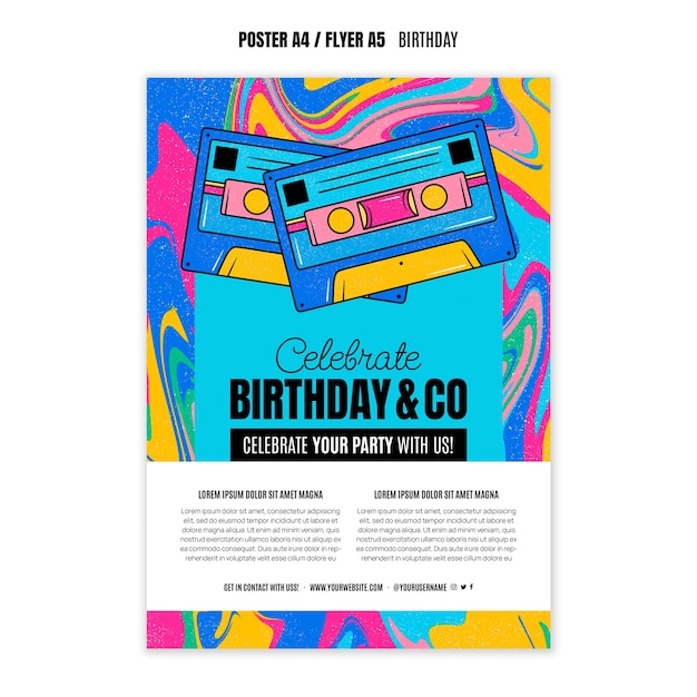 Modello di poster di celebrazione di compleanno colorato