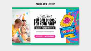 Free PSD colorful birthday celebration youtube cover