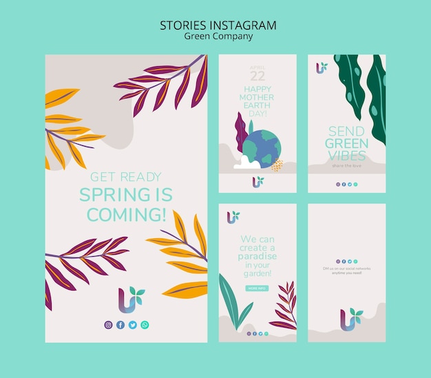 Colorful business instagram stories concept template